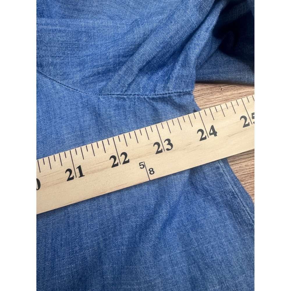 Sonoma XXL Chambray Button Front Blouse Blue 3/4 Sleeve Lightweight Top